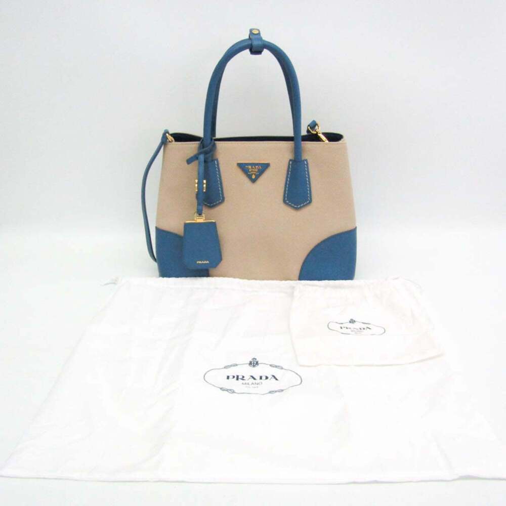 PRADA Cream Canvas Saffiano Shoulder Bag - Picture 4 of 16
